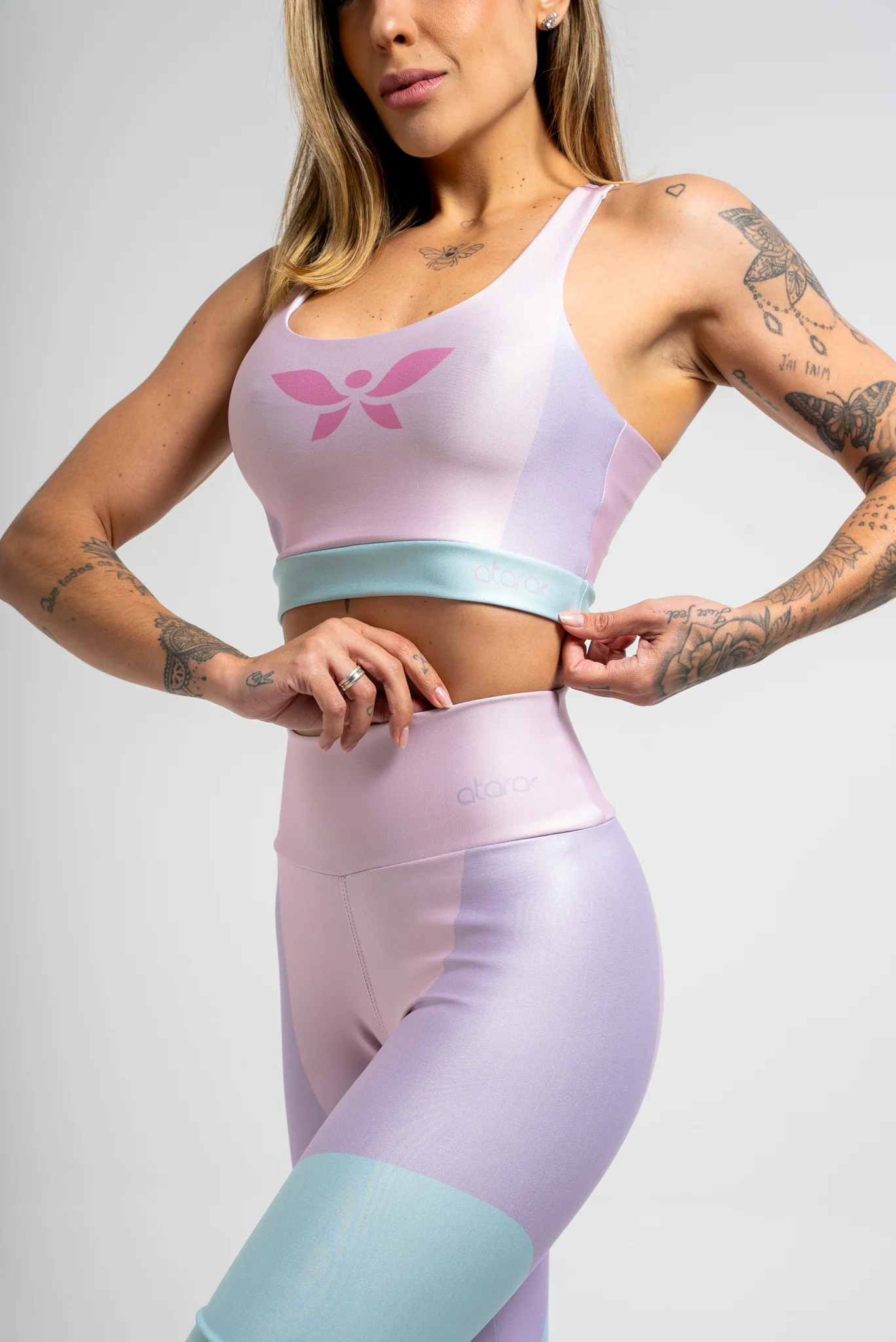 Top Nadador Estampa Localizada Três Cores Rosa - Image 3